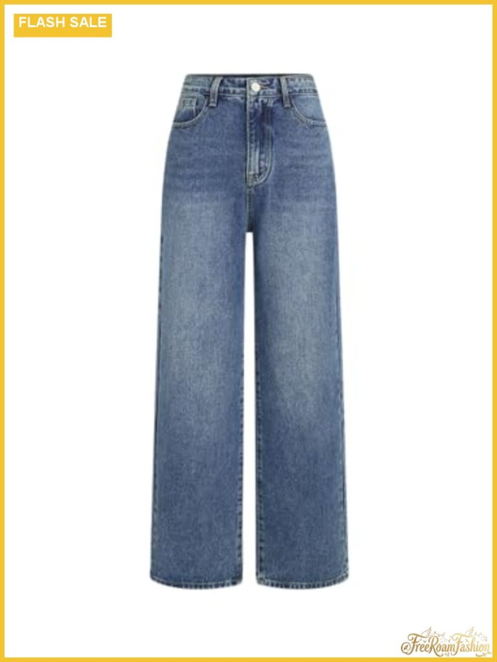 High Waisted Wide Leg Jeans Non-Stretch Denim Pants